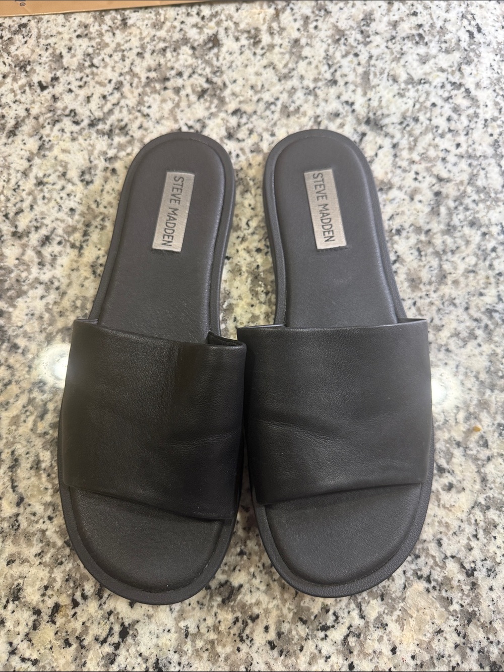 Steve Madden Black Slide Mules - Wide Strap Casual Slides
